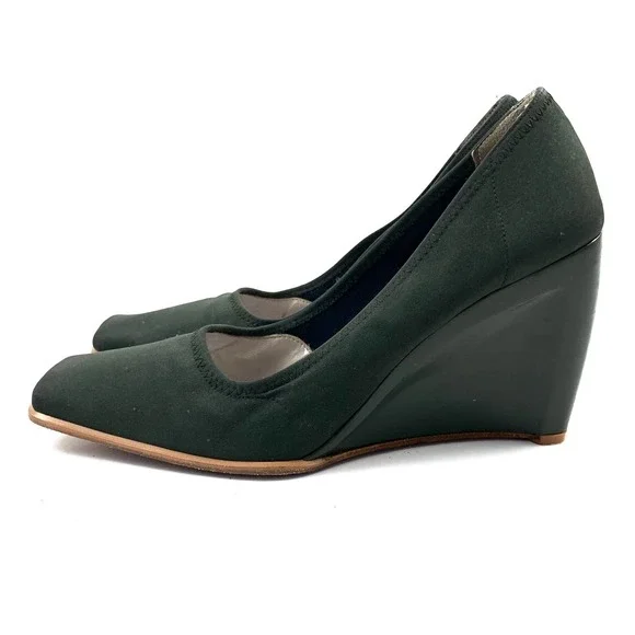 ❌SOLD❌ Vintage 90's HYPE Spain dark green wedge square toe shoes - Picture 13 of 13